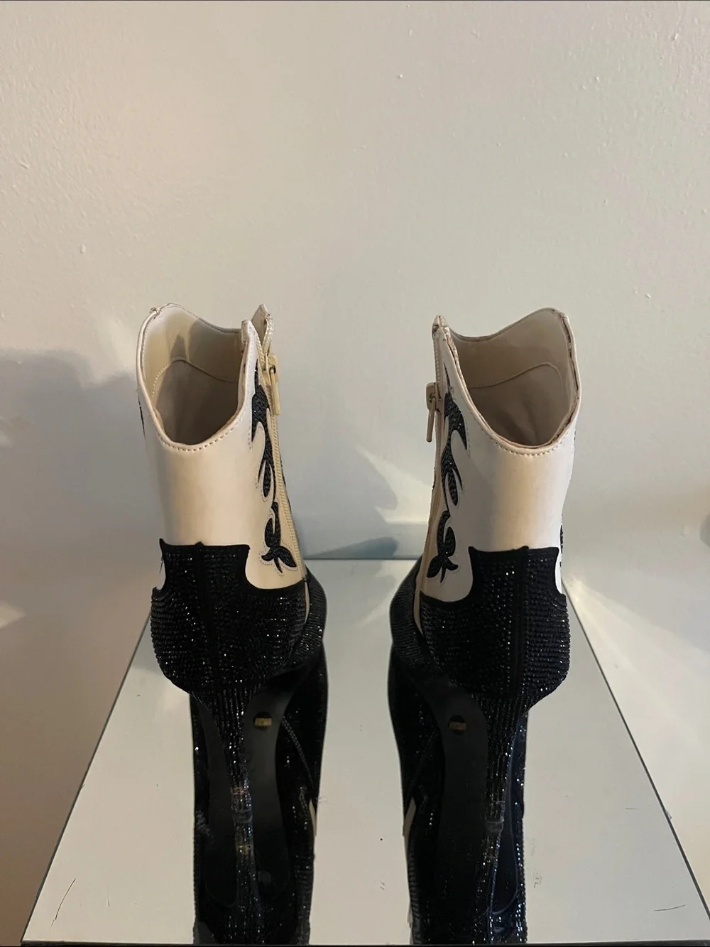 INC International Concepts Black and White Embellished Western Ankle Booties